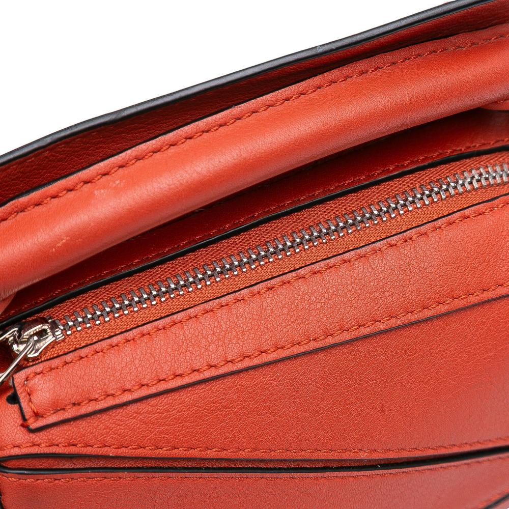 Loewe AB LOEWE Orange Dark Orange Calf Leather Nano skin Puzzle Satchel Spain