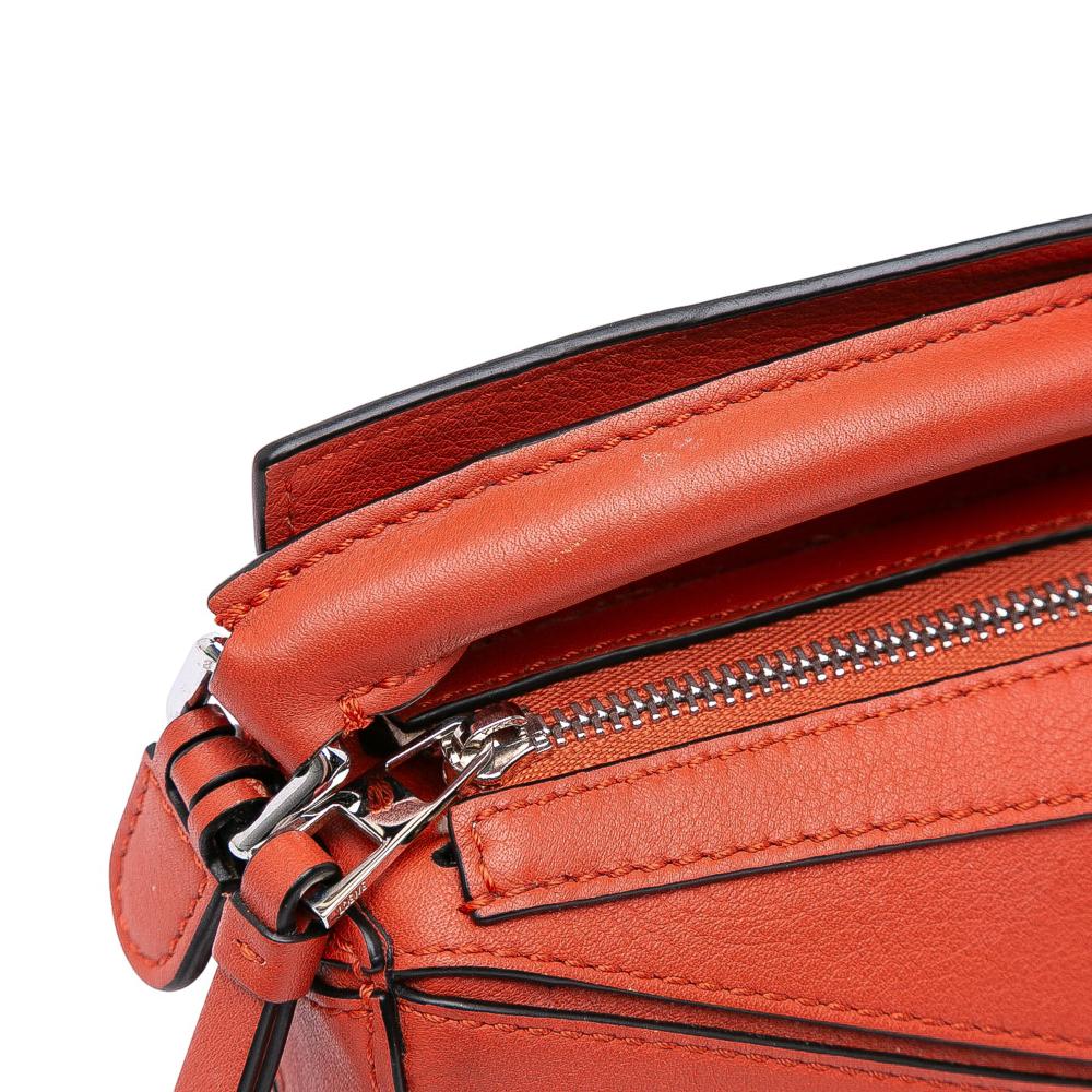 Loewe AB LOEWE Orange Dark Orange Calf Leather Nano skin Puzzle Satchel Spain