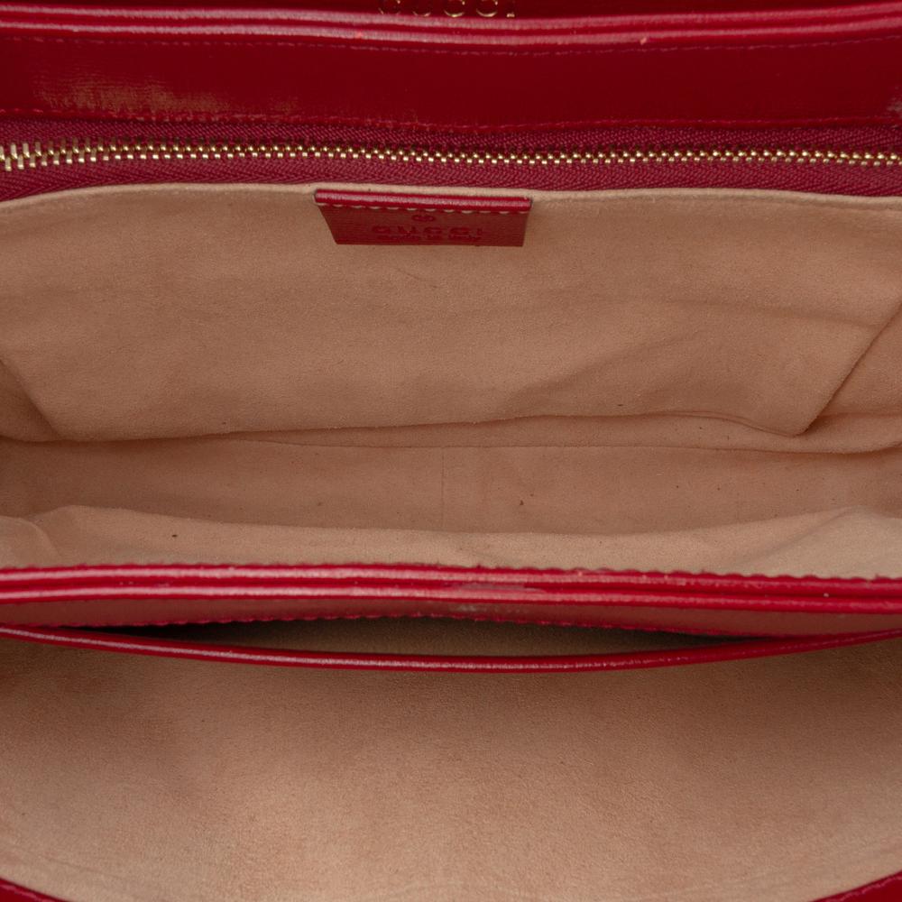 Gucci B Gucci Brown Beige with Red Coated Canvas Fabric Medium GG Supreme Horsebit 1955 Shoulder Bag Italy