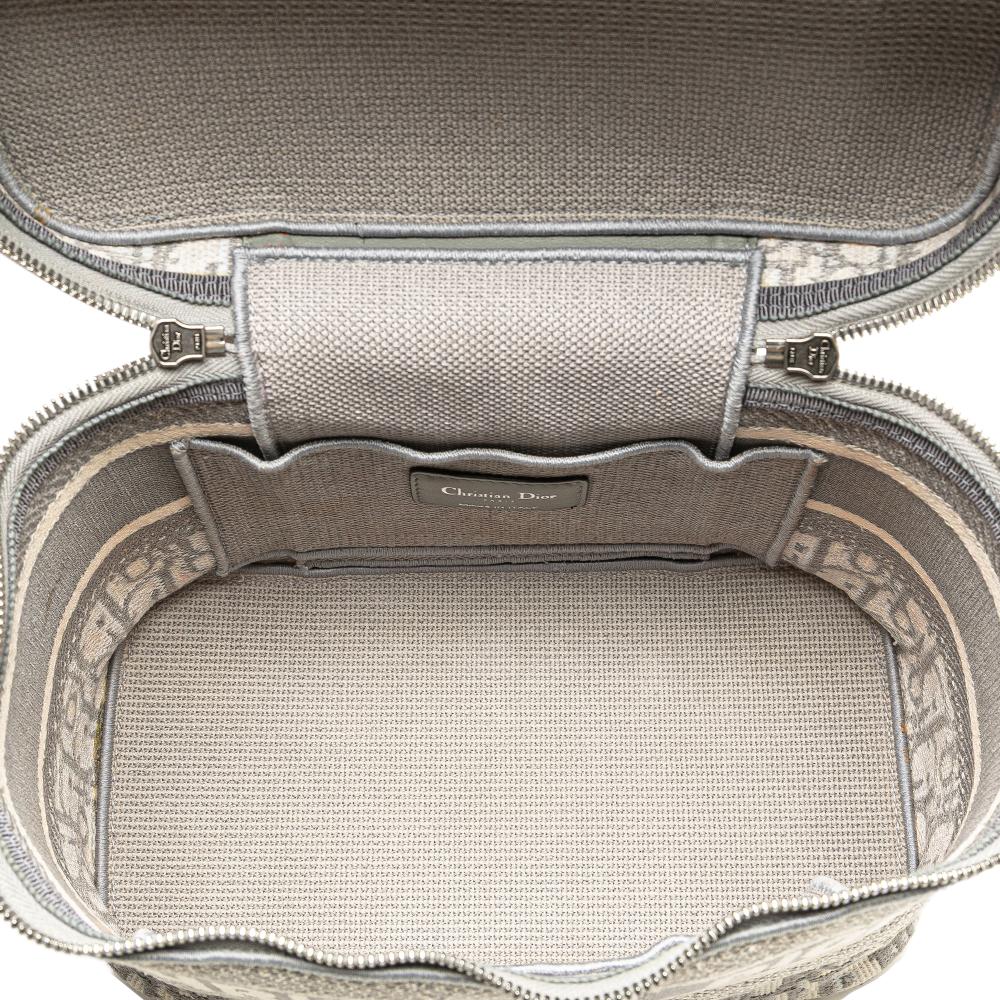 Christian Dior B Dior Gray Canvas Fabric Oblique Diortravel Vanity Case Italy