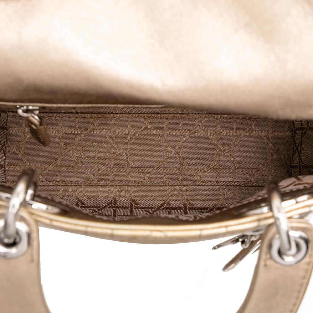 Christian Dior B Dior Gold Light Gold Lambskin Leather Leather Mini Metallic Lambskin Cannage Lady Dior Italy