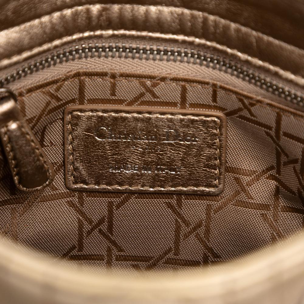 Christian Dior B Dior Gold Light Gold Lambskin Leather Leather Mini Metallic Lambskin Cannage Lady Dior Italy