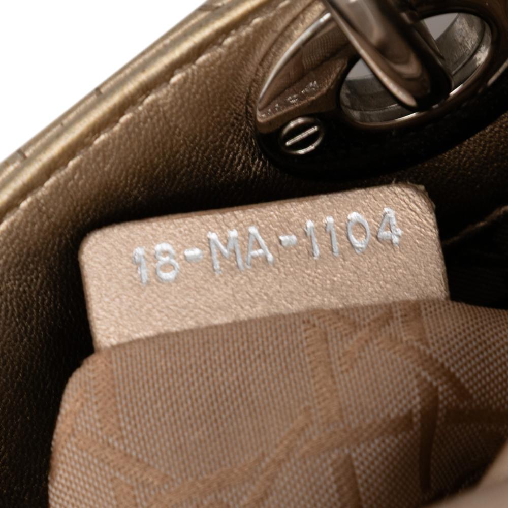 Christian Dior B Dior Gold Light Gold Lambskin Leather Leather Mini Metallic Lambskin Cannage Lady Dior Italy