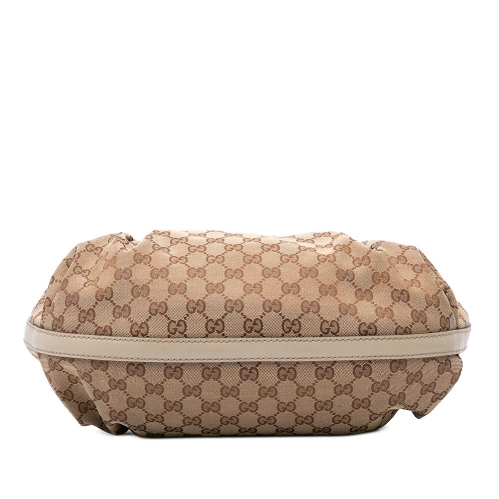 Gucci B Gucci Brown Beige with White Canvas Fabric GG Scarlett Tote Italy