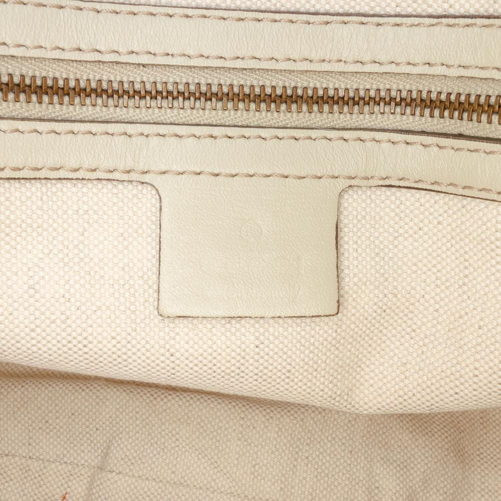 Gucci B Gucci Brown Beige with White Canvas Fabric GG Scarlett Tote Italy