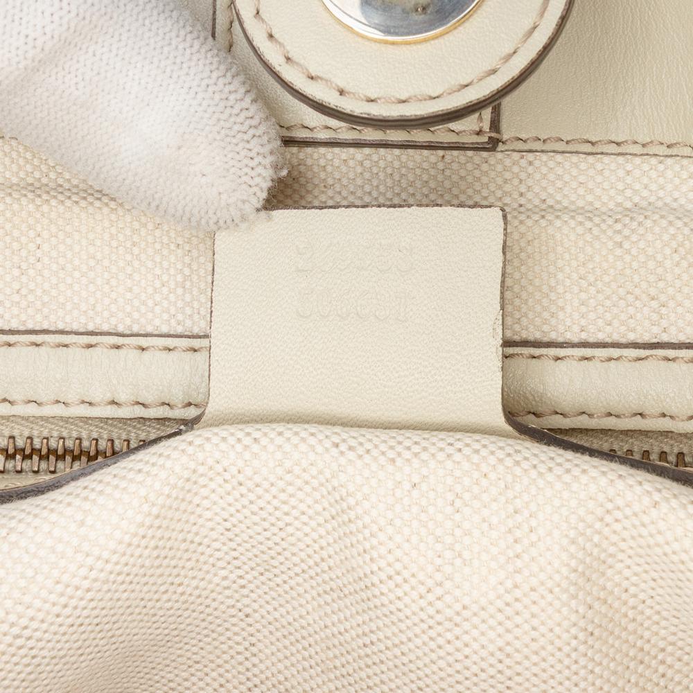 Gucci B Gucci Brown Beige with White Canvas Fabric GG Scarlett Tote Italy