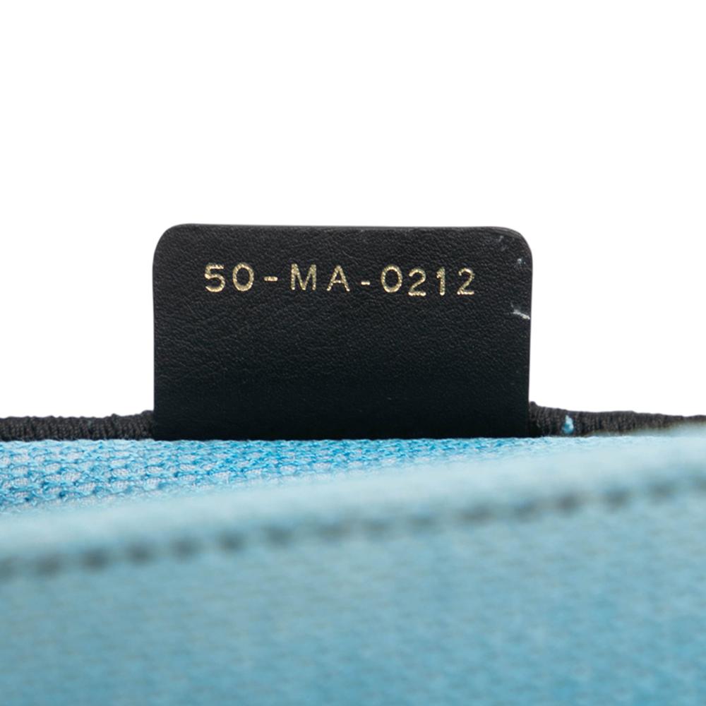 Christian Dior B Dior Blue Light Blue Canvas Fabric Medium Embroidered Zebra D Jungle Pop Book Tote Italy