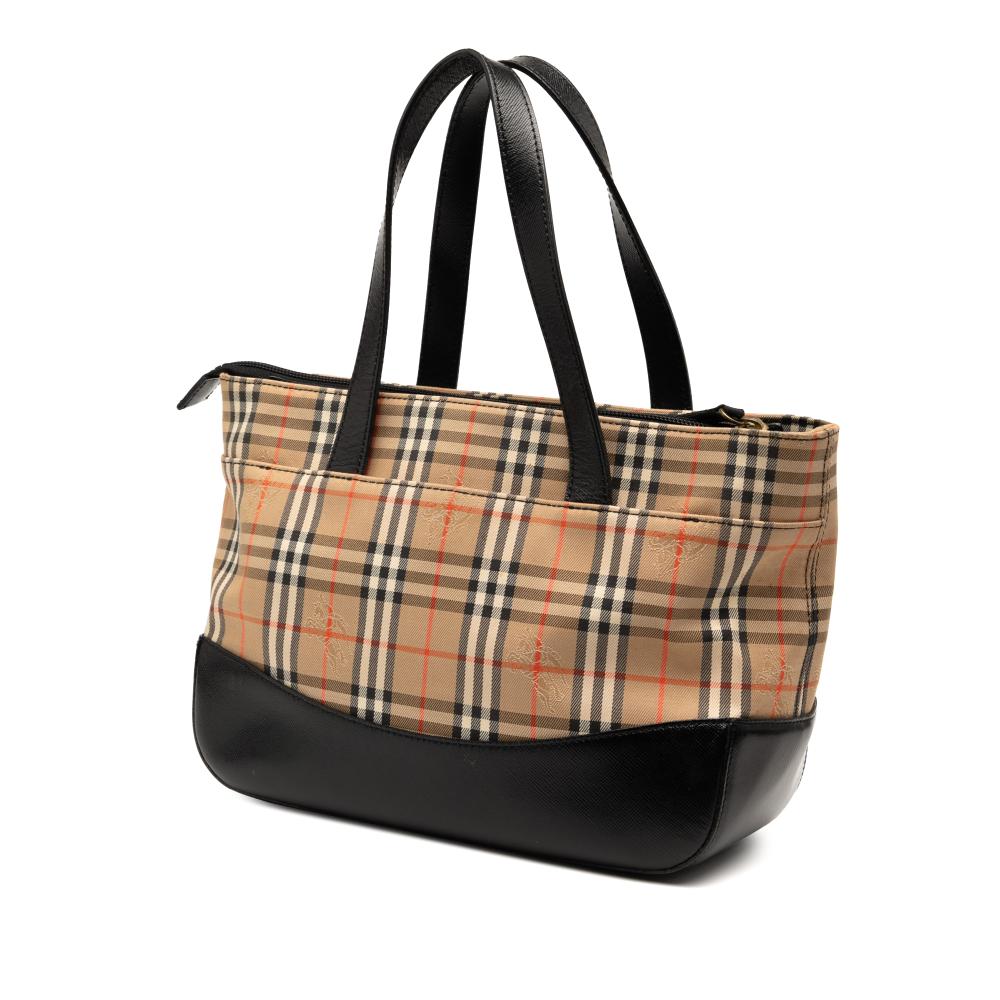 Burberry B Burberry Brown Beige Canvas Fabric Haymarket Check Tote United Kingdom