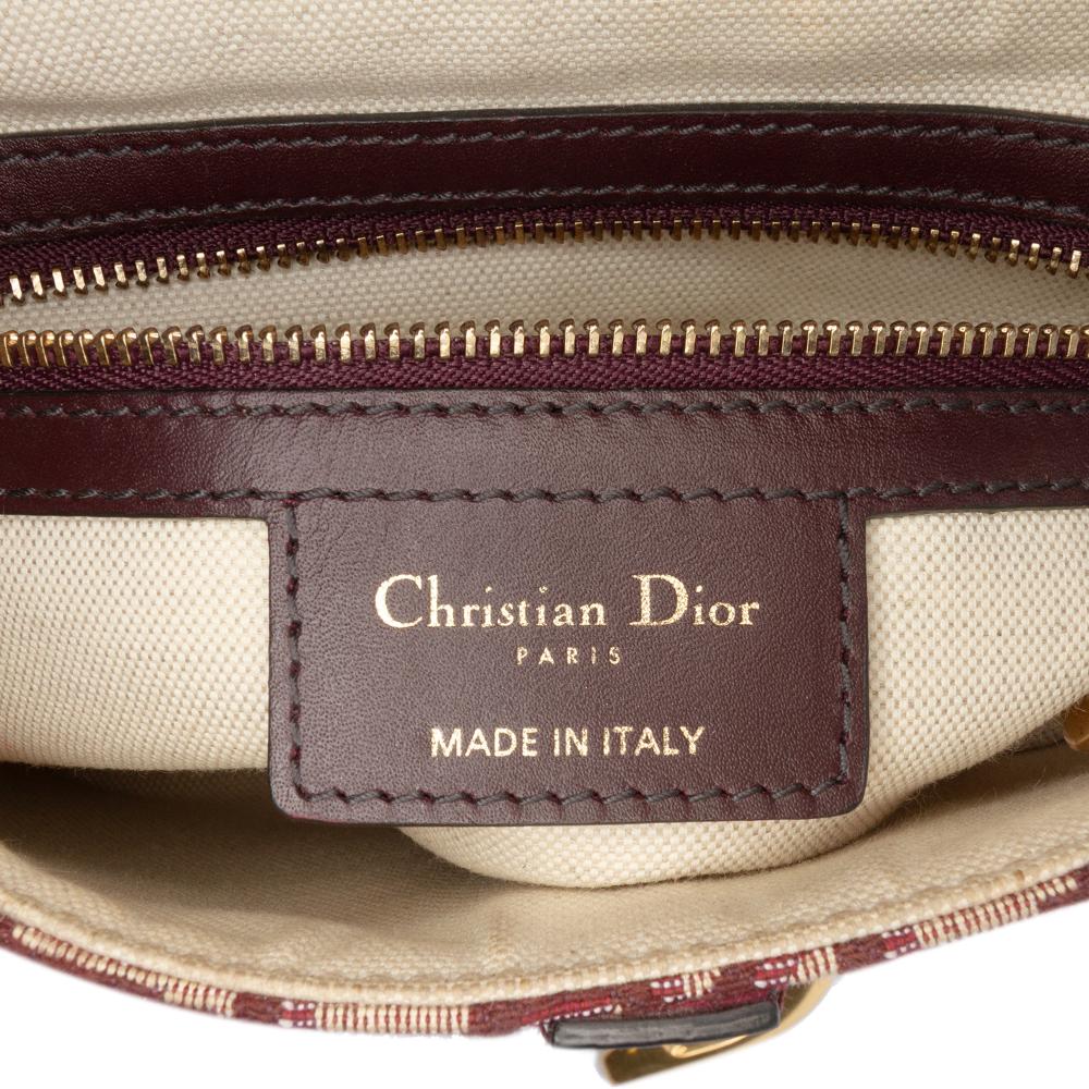 Christian Dior AB Dior Red Canvas Fabric Oblique Saddle Bag Italy