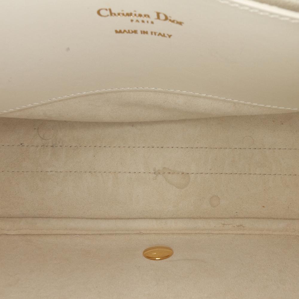 Christian Dior B Dior White Calf Leather Large Smooth skin Bobby Crossbody Italy