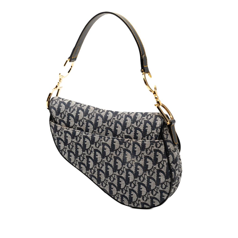 Christian Dior AB Dior Blue Navy Canvas Fabric Diorissimo Saddle Bag Italy