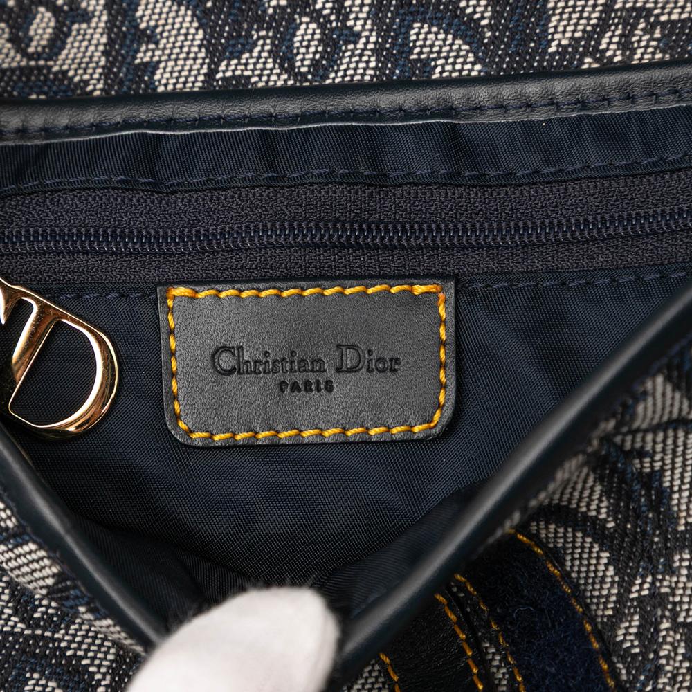 Christian Dior AB Dior Blue Navy Canvas Fabric Diorissimo Saddle Bag Italy