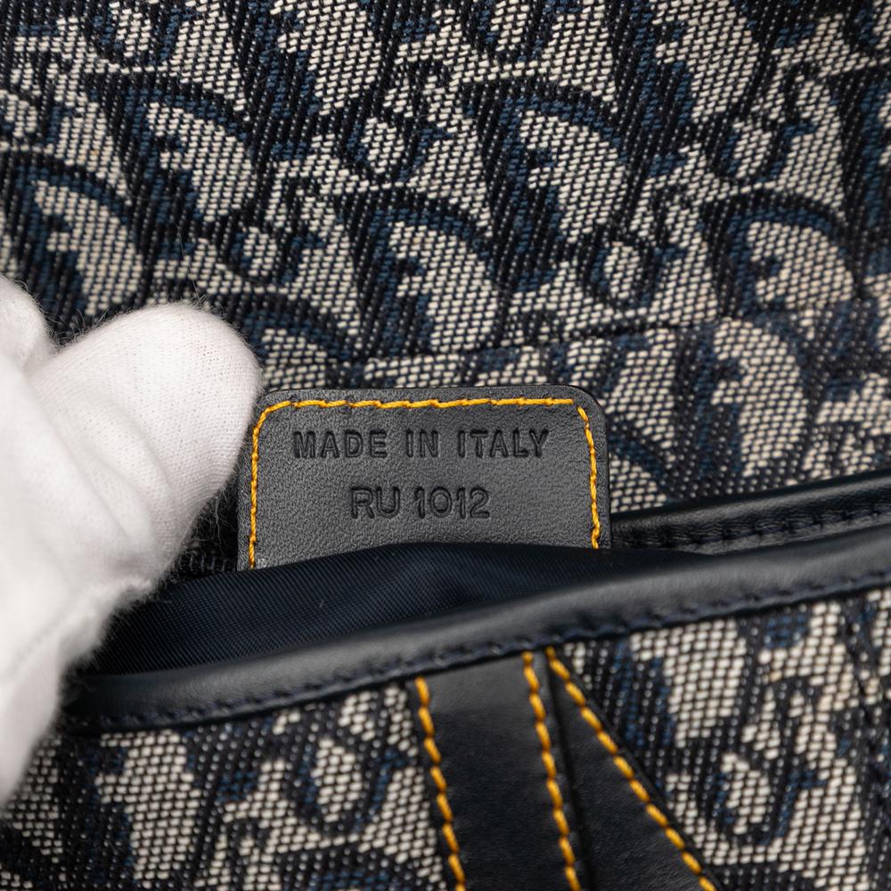 Christian Dior AB Dior Blue Navy Canvas Fabric Diorissimo Saddle Bag Italy