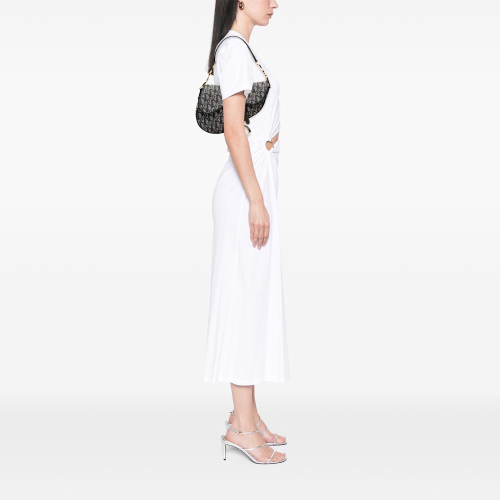 Christian Dior AB Dior Blue Navy Canvas Fabric Diorissimo Saddle Bag Italy