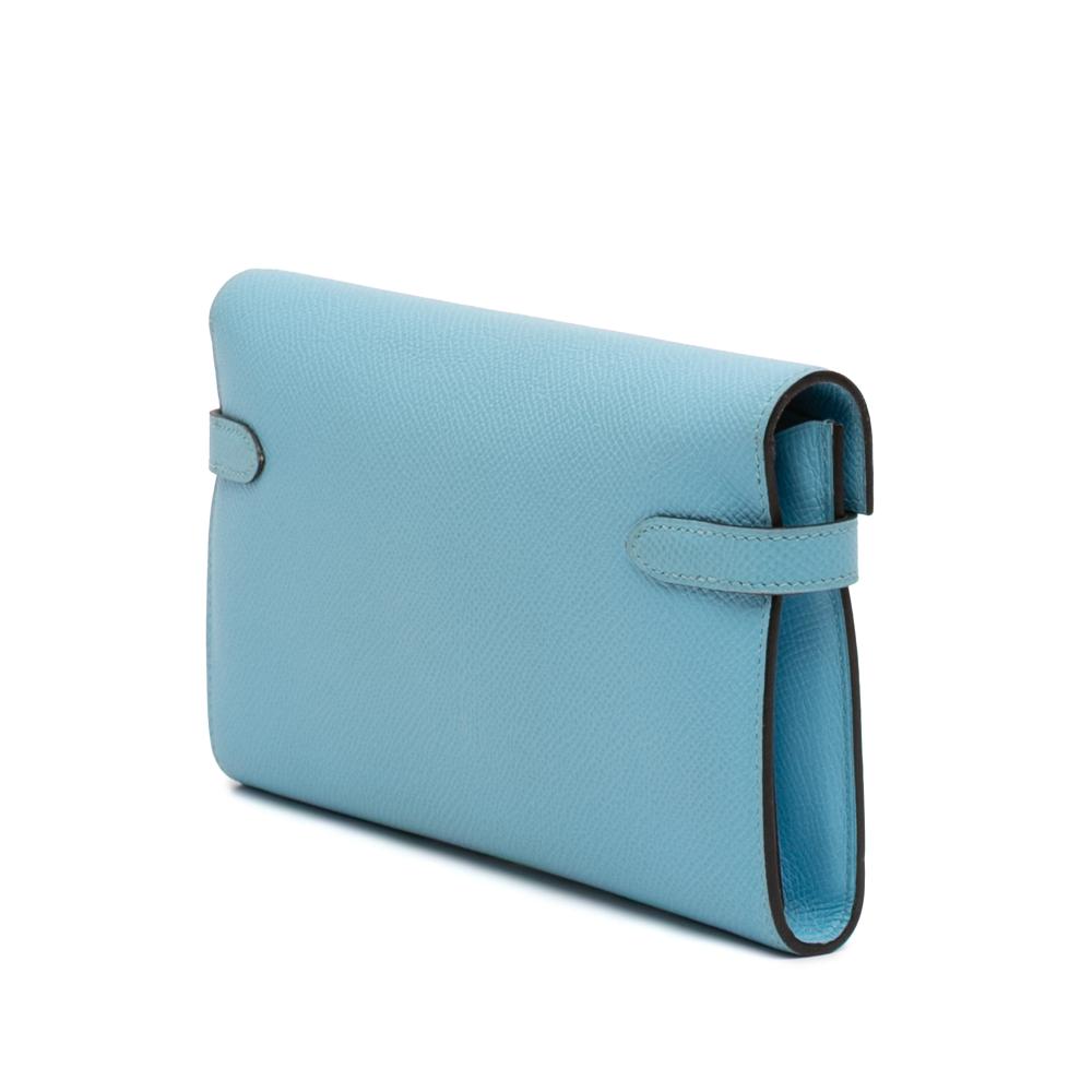 Hermès AB Hermès Blue Light Blue Calf Leather Epsom Kelly Longue Wallet France