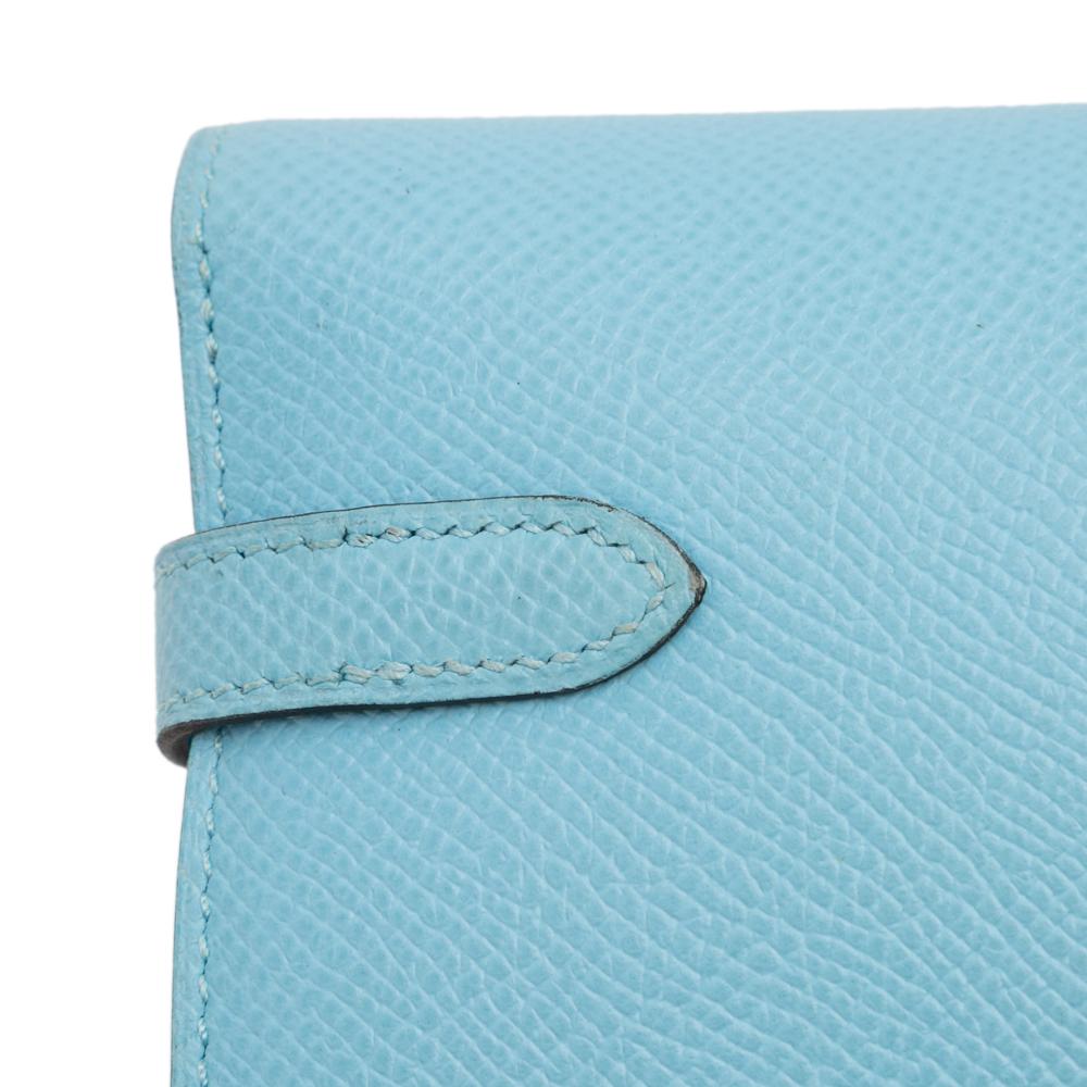 Hermès AB Hermès Blue Light Blue Calf Leather Epsom Kelly Longue Wallet France