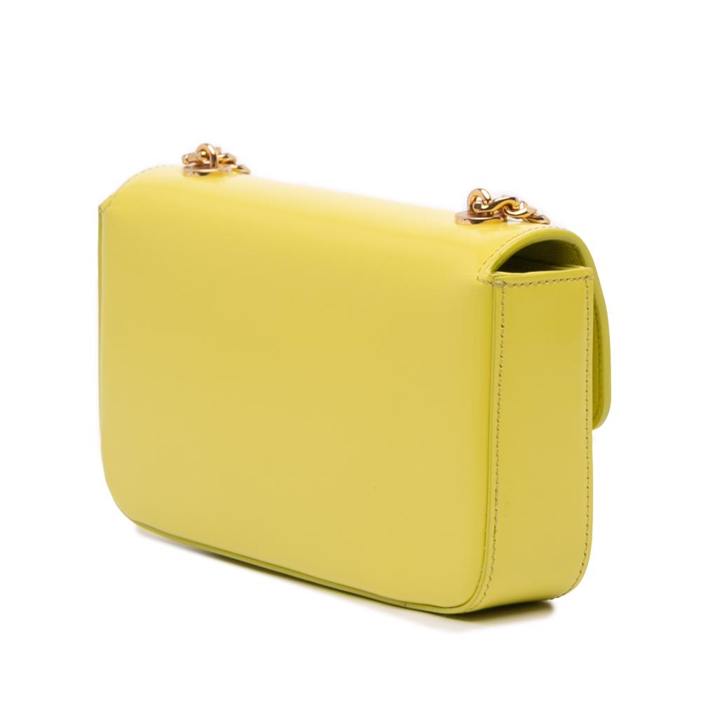 Celine AB Celine Yellow Neon Yellow Calf Leather skin Cuir Triomphe Chain Shoulder Bag Italy