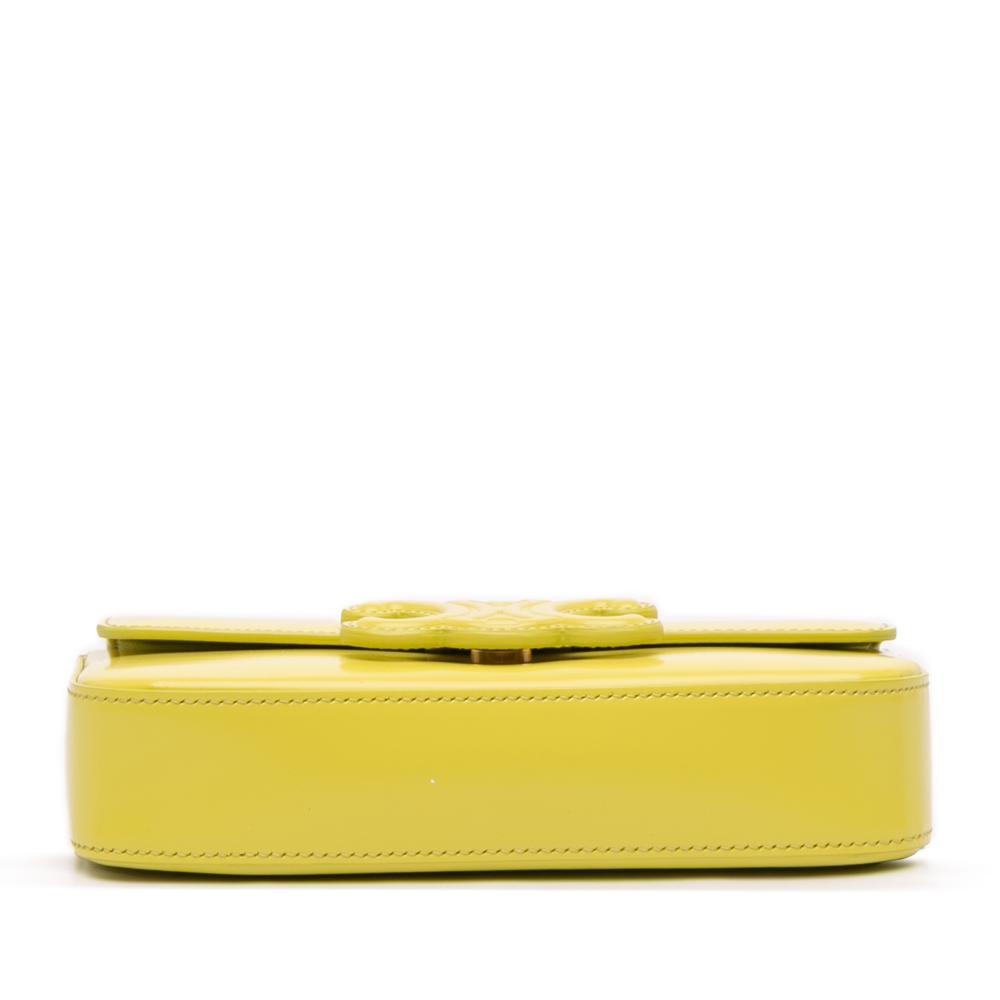 Celine AB Celine Yellow Neon Yellow Calf Leather skin Cuir Triomphe Chain Shoulder Bag Italy