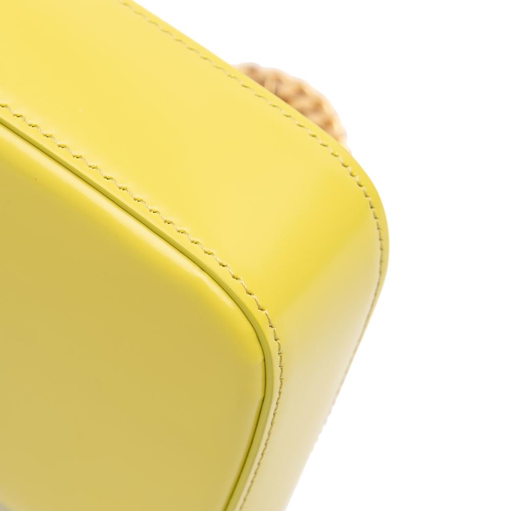 Celine AB Celine Yellow Neon Yellow Calf Leather skin Cuir Triomphe Chain Shoulder Bag Italy