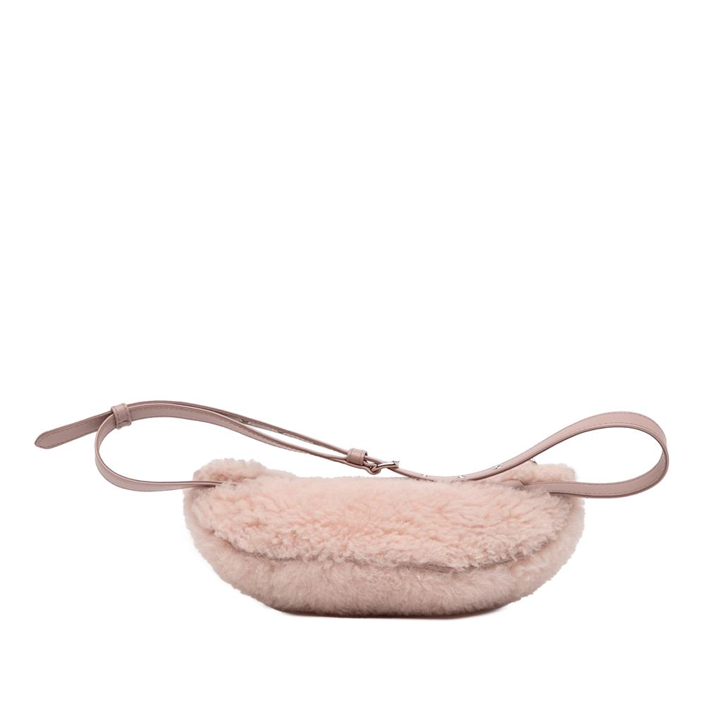 Miu Miu AB Miu Miu Pink Fur Natural Material Shearling Convertible Belt Bag Italy