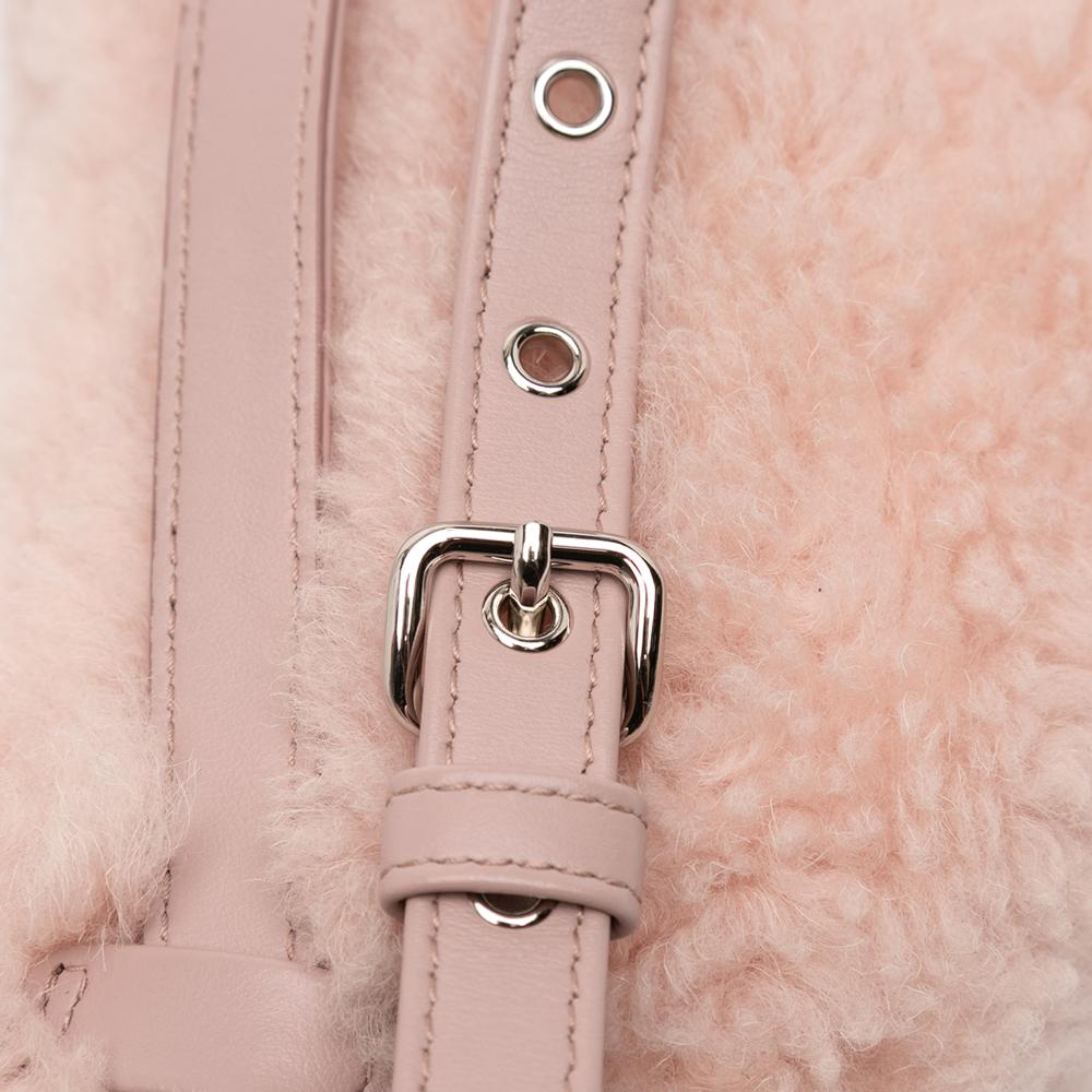 Miu Miu AB Miu Miu Pink Fur Natural Material Shearling Convertible Belt Bag Italy