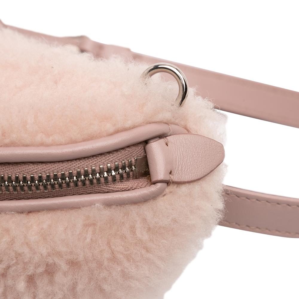 Miu Miu AB Miu Miu Pink Fur Natural Material Shearling Convertible Belt Bag Italy