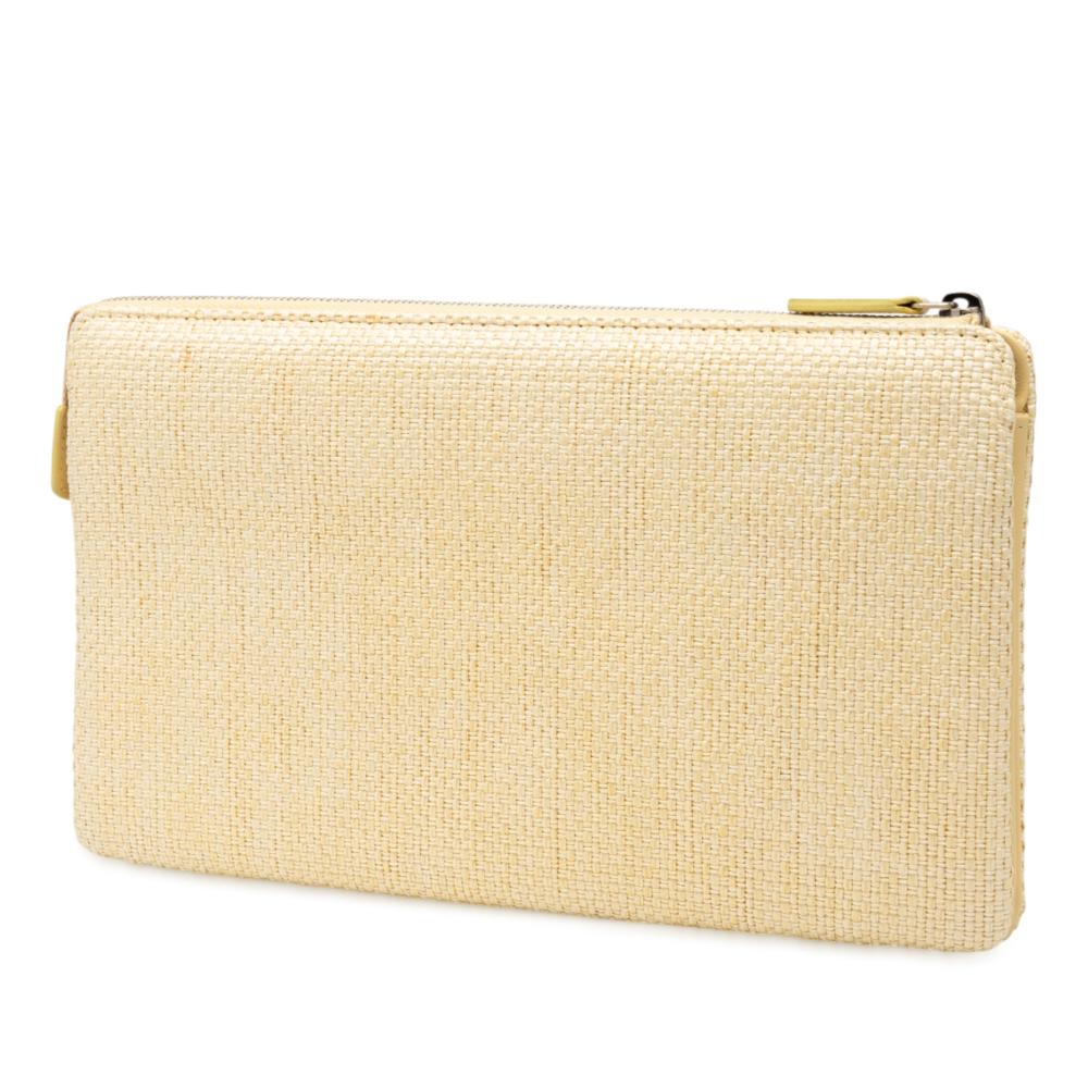 Chanel AB Chanel Yellow Raffia Natural Material Medium Deauville O Case Clutch Italy