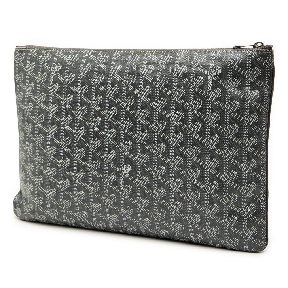 Goyard B Goyard Gray Coated Canvas Fabric Goyardine Senat MM France