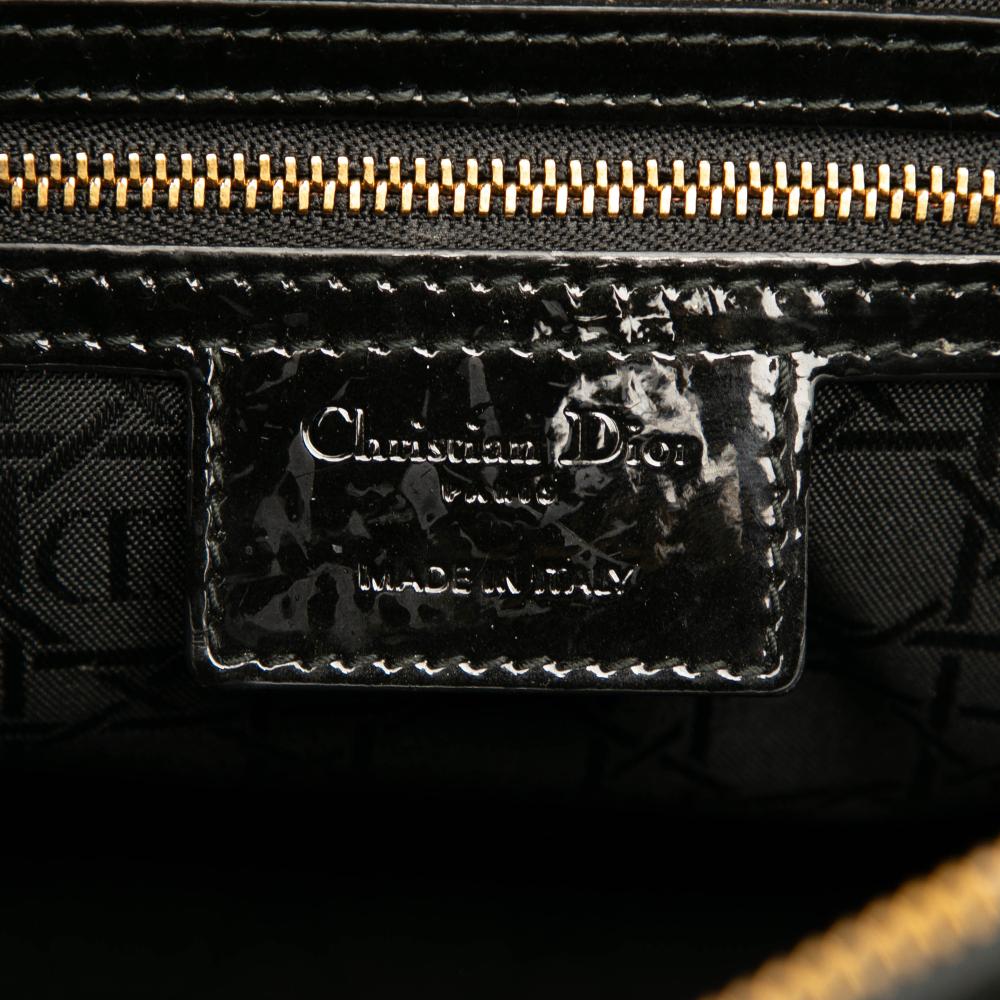Christian Dior B Dior Black Patent Leather Leather Large Patent Cannage Lady Dior Italy