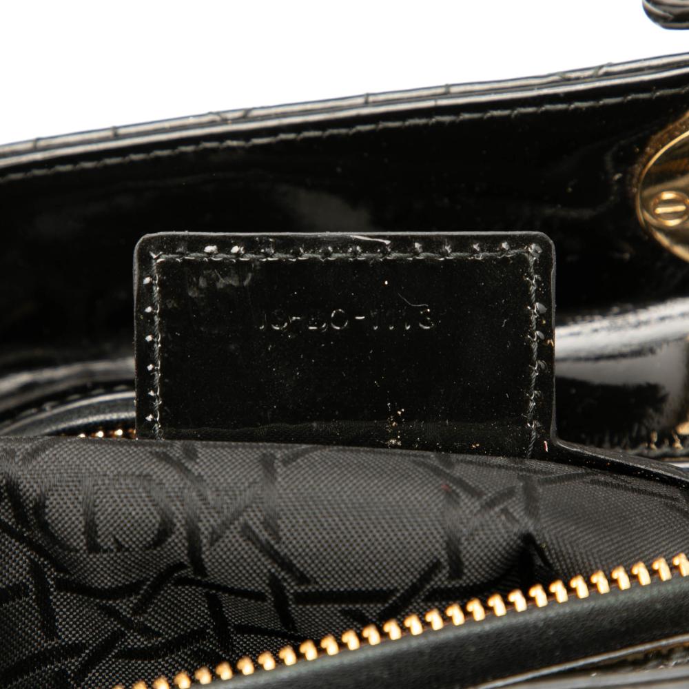 Christian Dior B Dior Black Patent Leather Leather Large Patent Cannage Lady Dior Italy