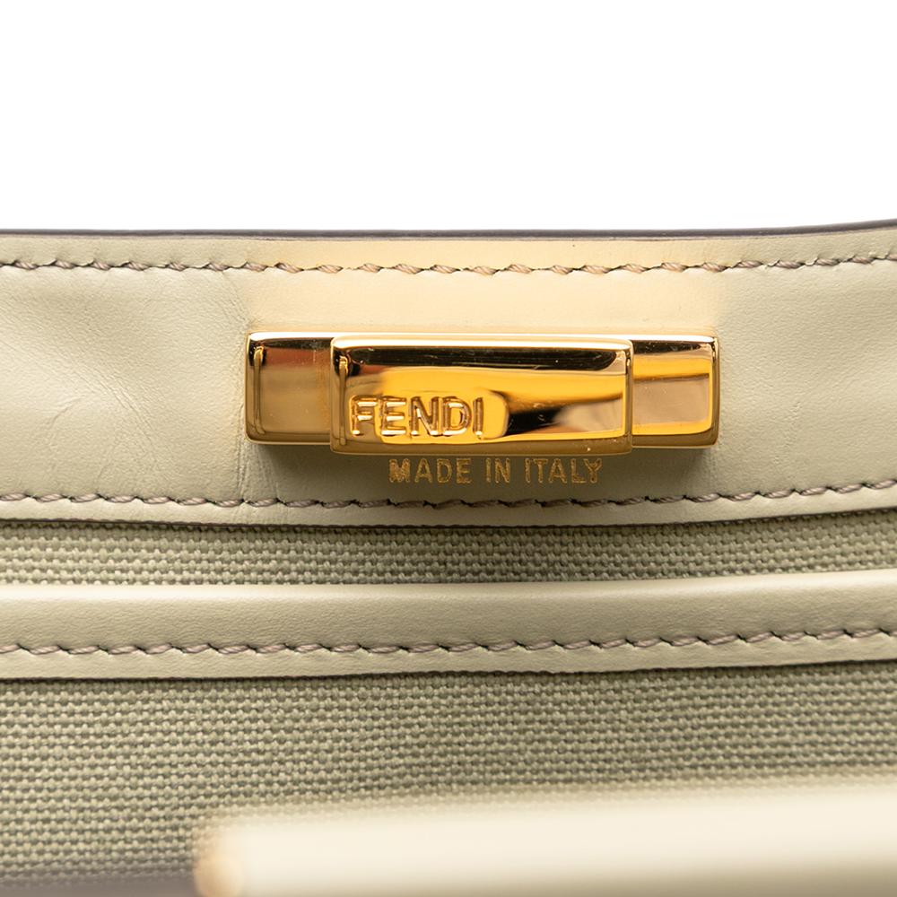 Fendi AB Fendi Green Light Green Canvas Fabric Zucca Embroidered Peekaboo X Tote Italy