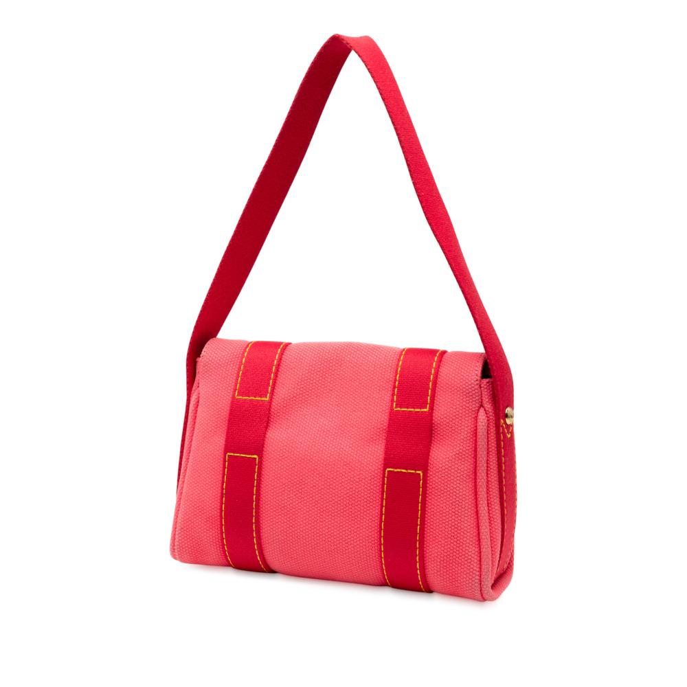 Louis Vuitton B Louis Vuitton Pink with Red Canvas Fabric Antigua Besace PM Shoulder Bag France