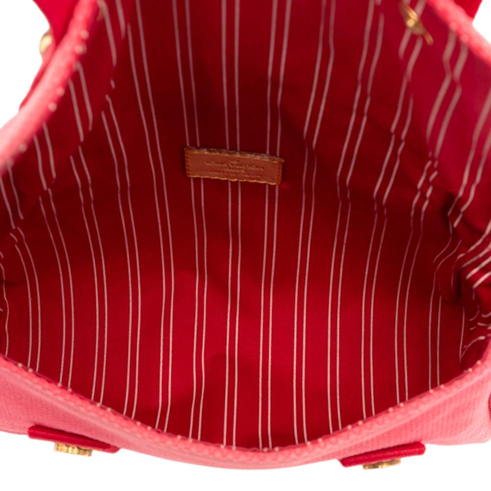Louis Vuitton B Louis Vuitton Pink with Red Canvas Fabric Antigua Besace PM Shoulder Bag France