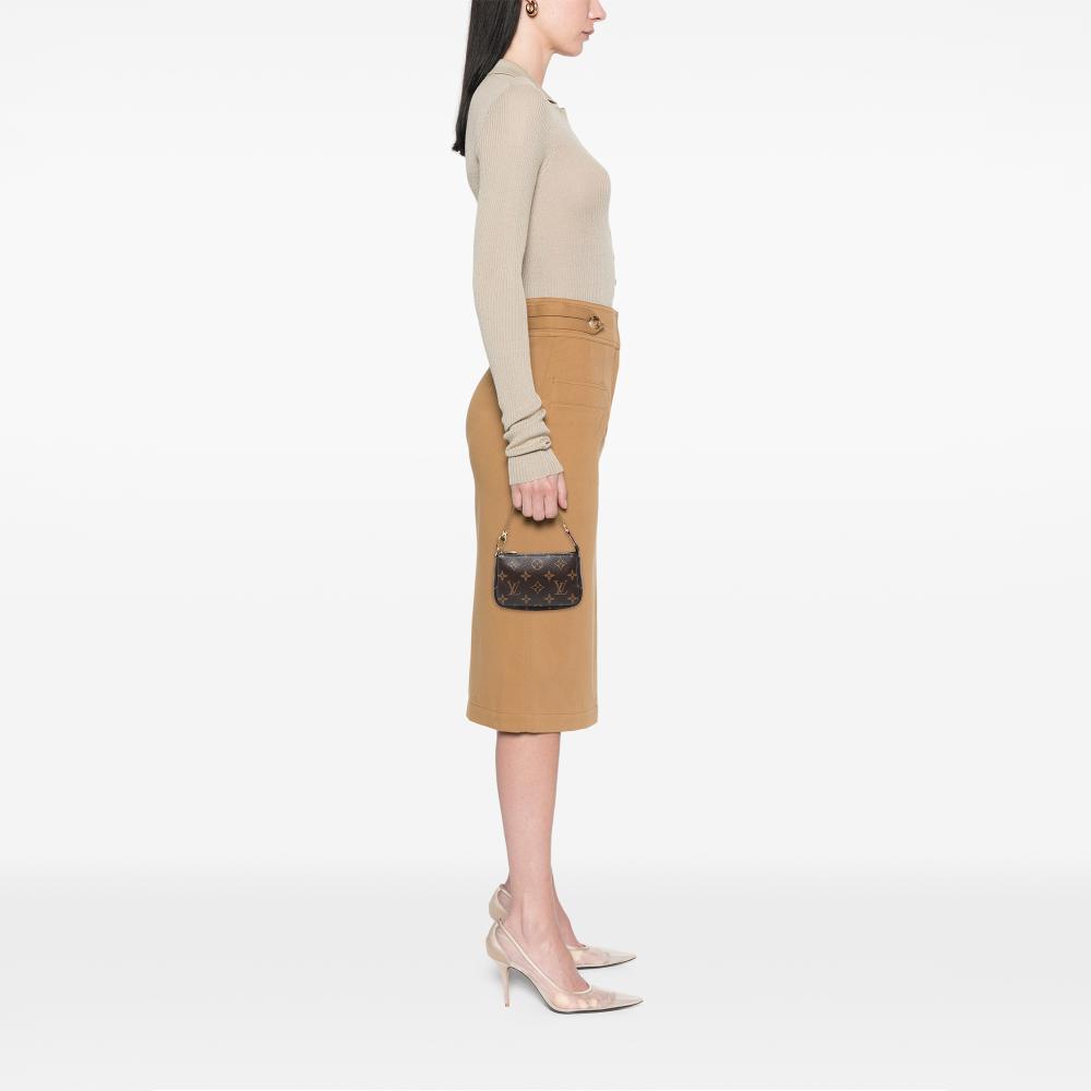 Louis Vuitton AB Louis Vuitton Brown Monogram Canvas Fabric Monogram Mini Pochette Accessoires France