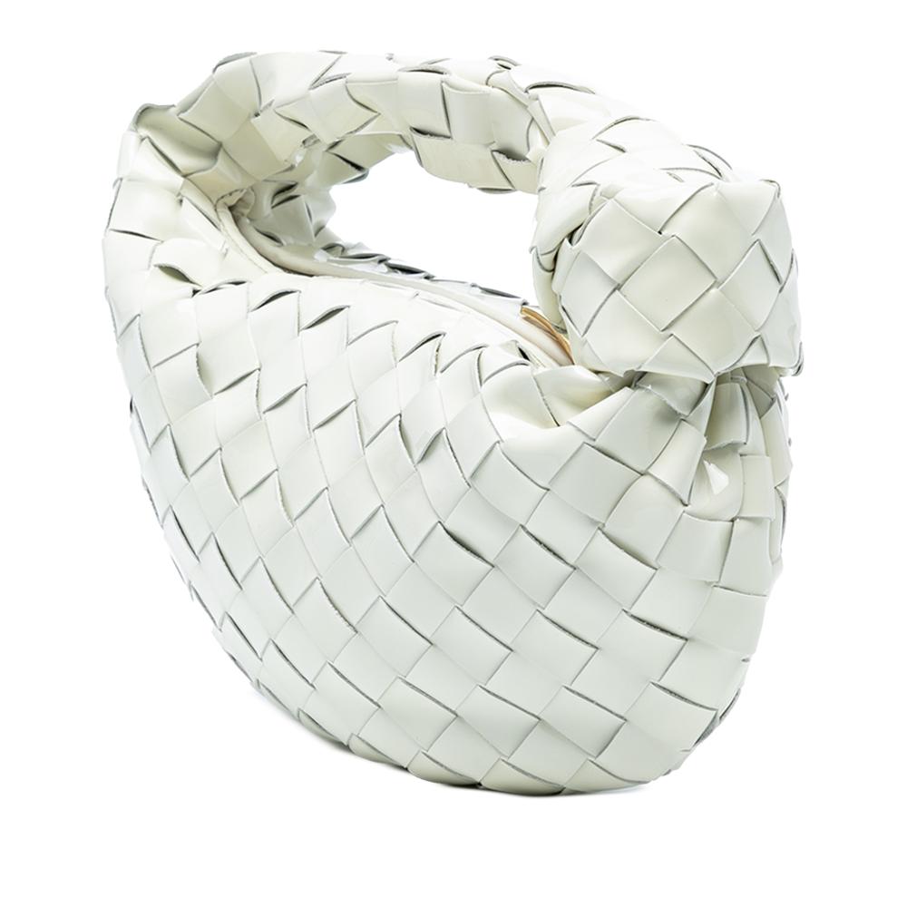 Bottega Veneta AB Bottega Veneta White Patent Leather Leather Mini Patent Intrecciato Jodie Italy