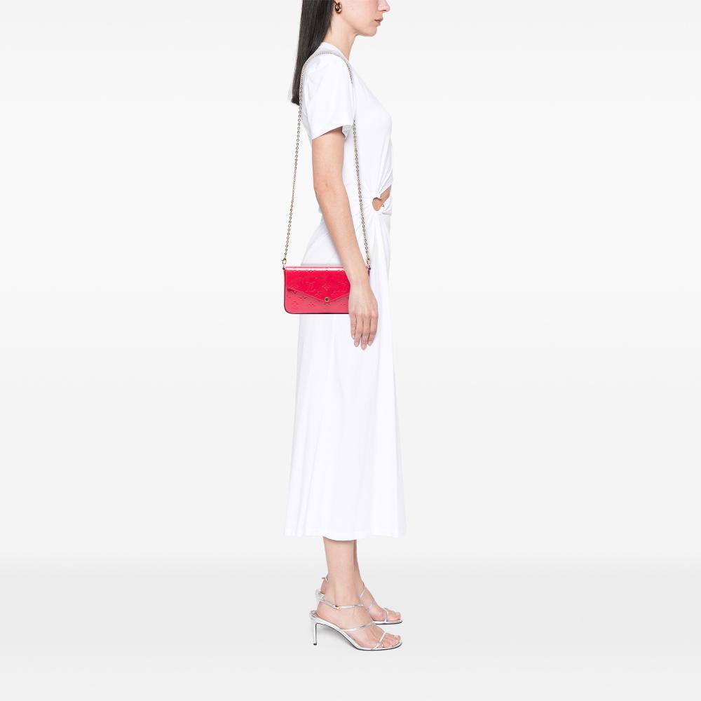 Louis Vuitton AB Louis Vuitton Pink Hot Pink Vernis Leather Leather Monogram Vernis Pochette Felicie France