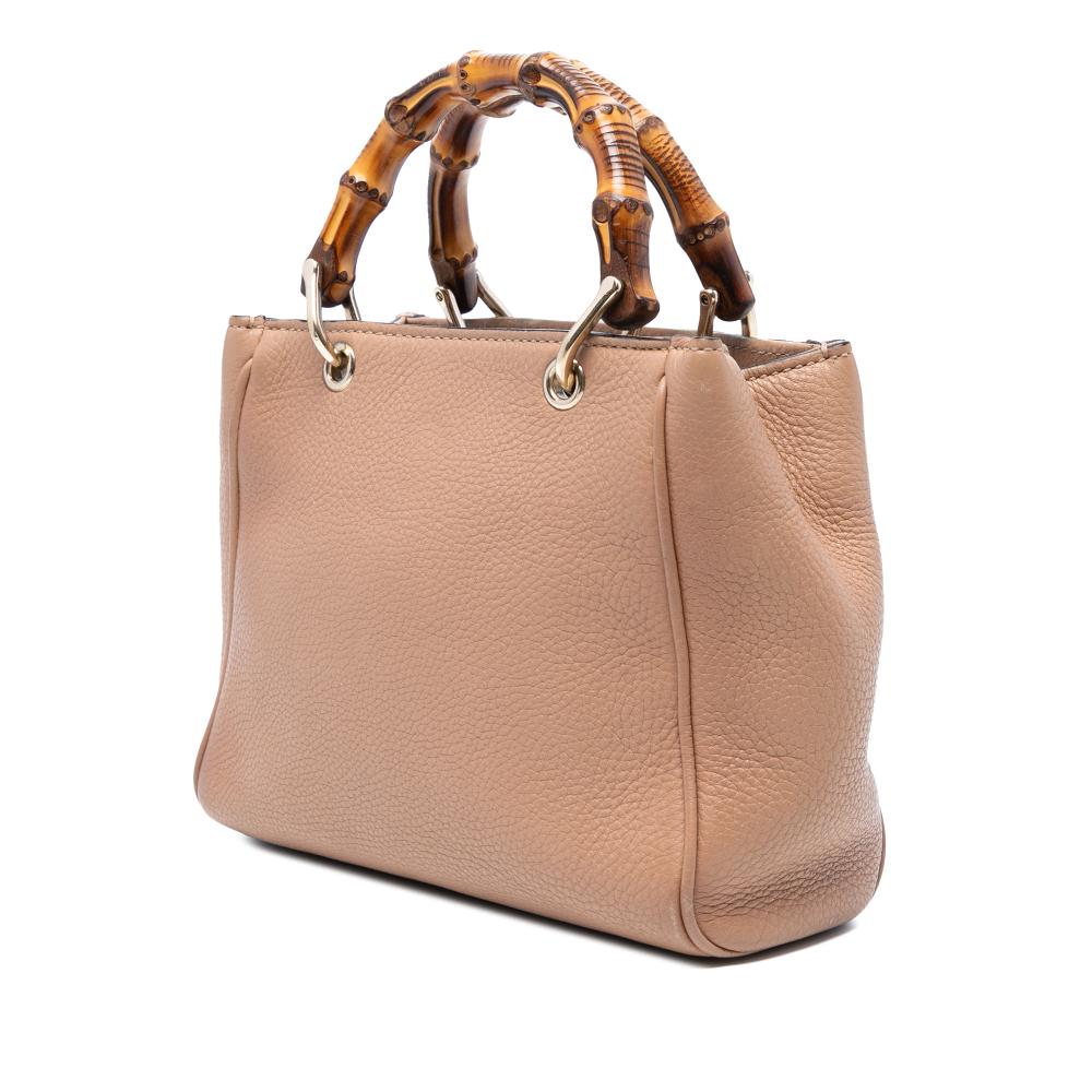 Gucci B Gucci Pink Calf Leather Mini skin Bamboo Shopper Satchel Italy