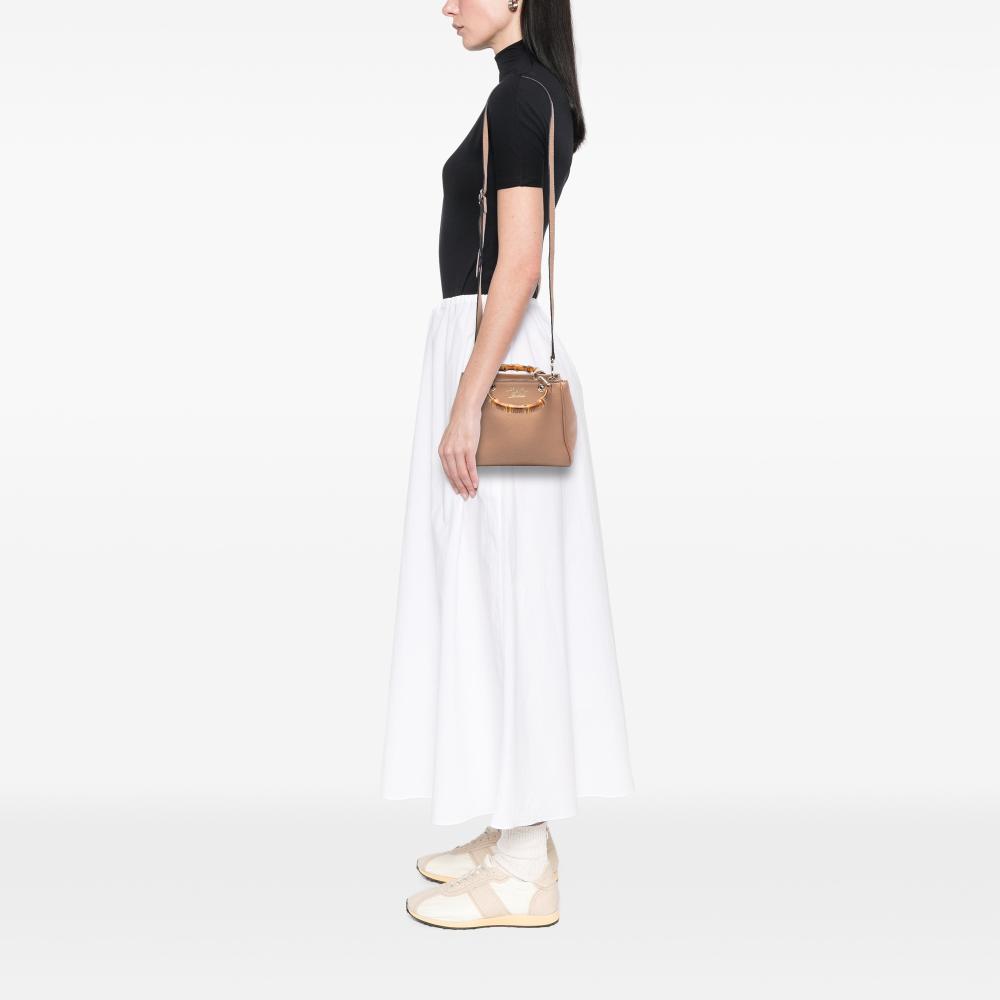 Gucci B Gucci Pink Calf Leather Mini skin Bamboo Shopper Satchel Italy