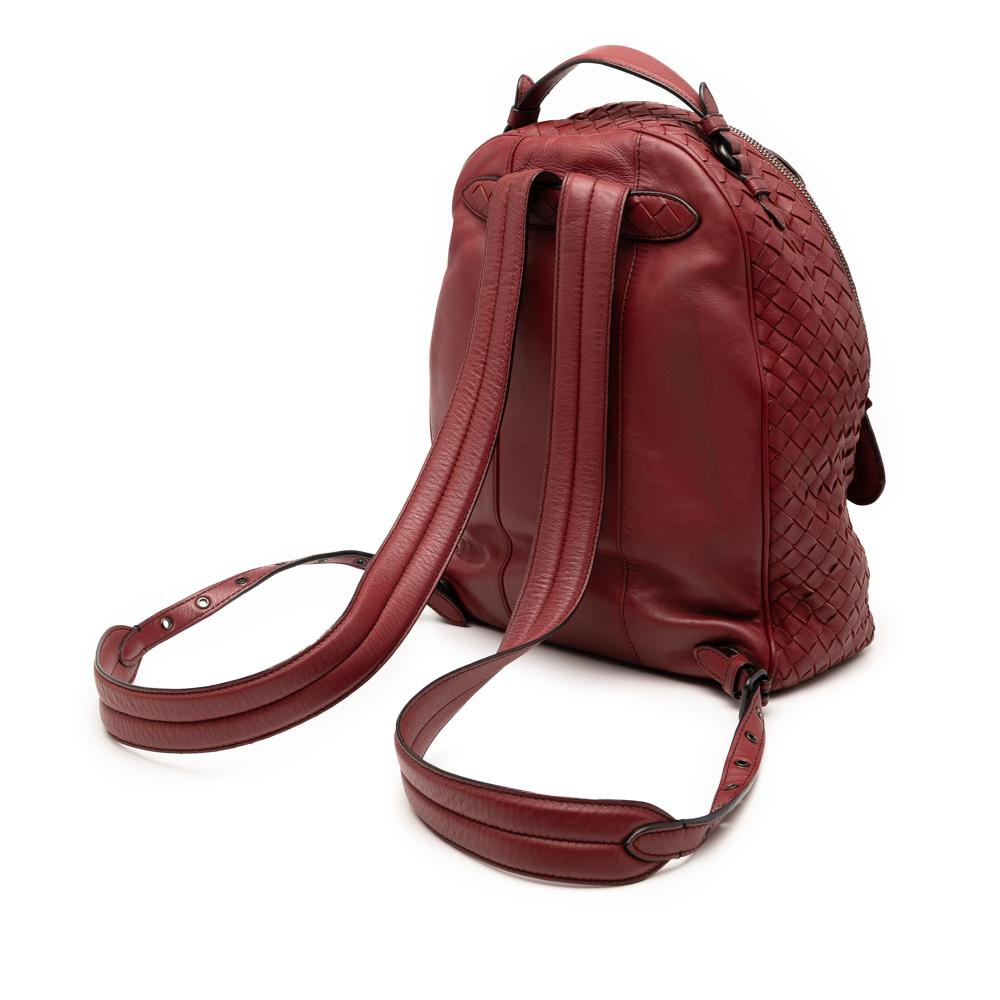 Bottega Veneta B Bottega Veneta Red Dark Red Nappa Leather Leather Nappa Intrecciato Backpack Italy