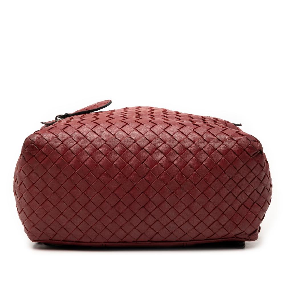 Bottega Veneta B Bottega Veneta Red Dark Red Nappa Leather Leather Nappa Intrecciato Backpack Italy