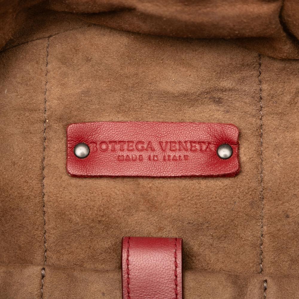 Bottega Veneta B Bottega Veneta Red Dark Red Nappa Leather Leather Nappa Intrecciato Backpack Italy