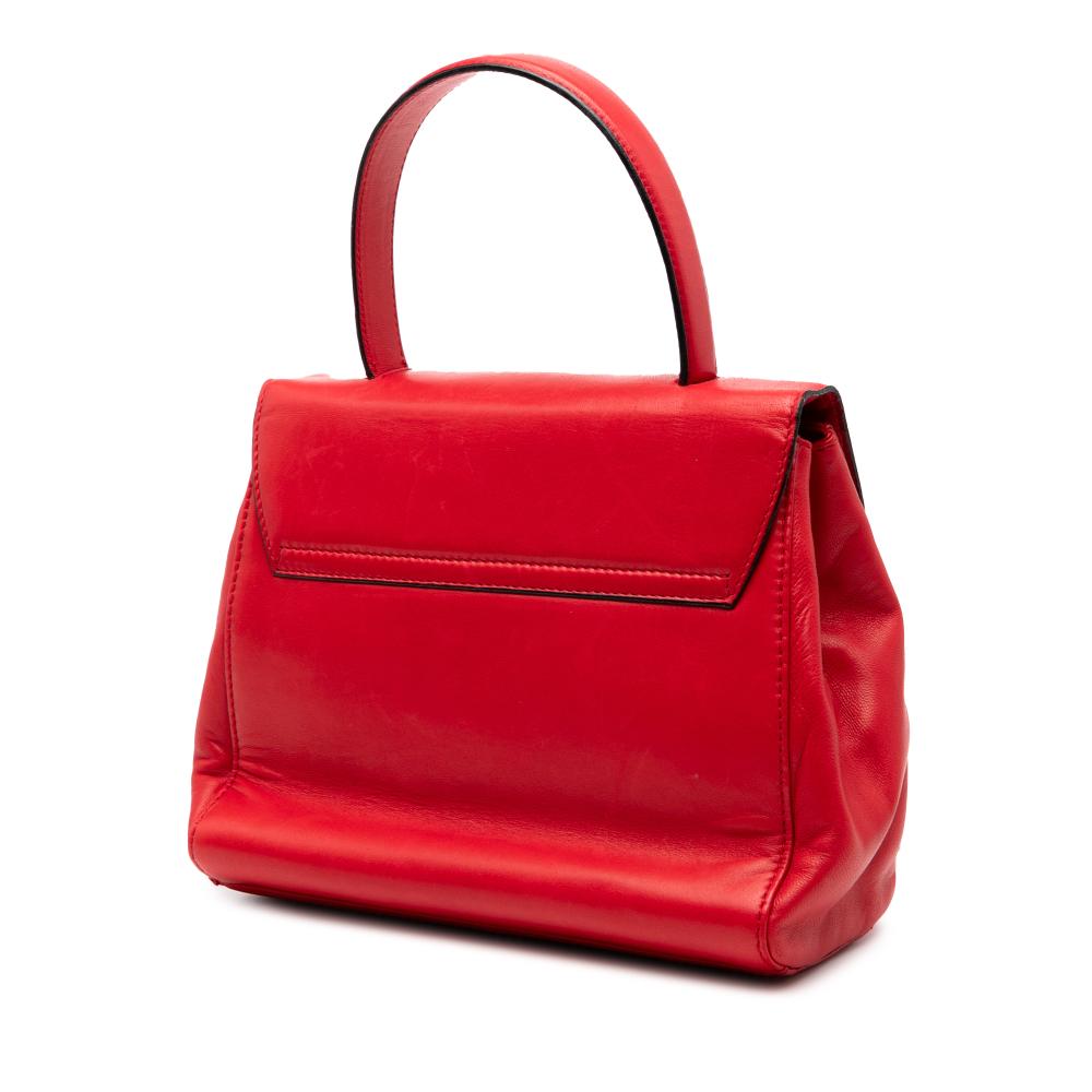 Prada B Prada Red Calf Leather Vitello Lux Embleme Top Handle Bag Italy