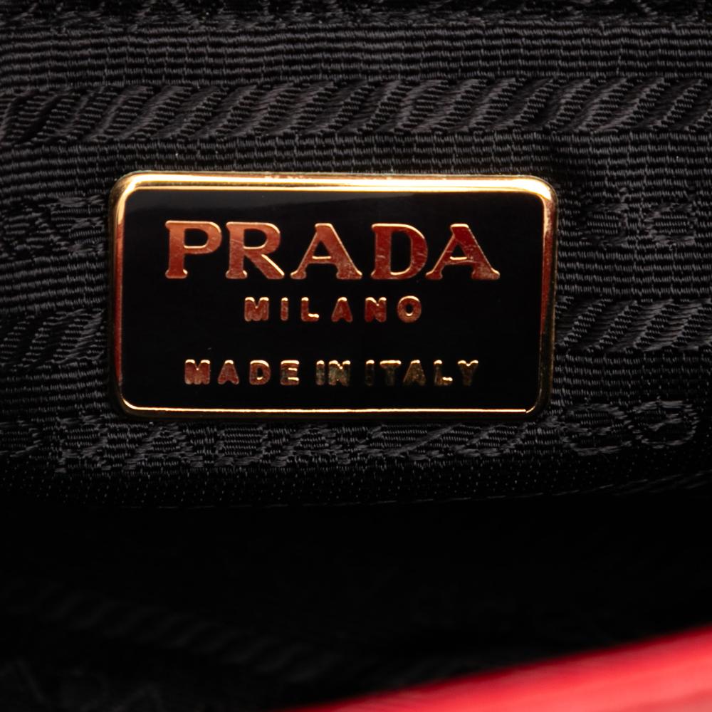 Prada B Prada Red Calf Leather Vitello Lux Embleme Top Handle Bag Italy