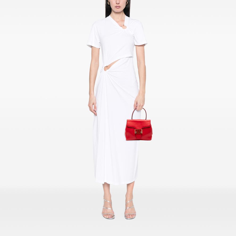 Prada B Prada Red Calf Leather Vitello Lux Embleme Top Handle Bag Italy