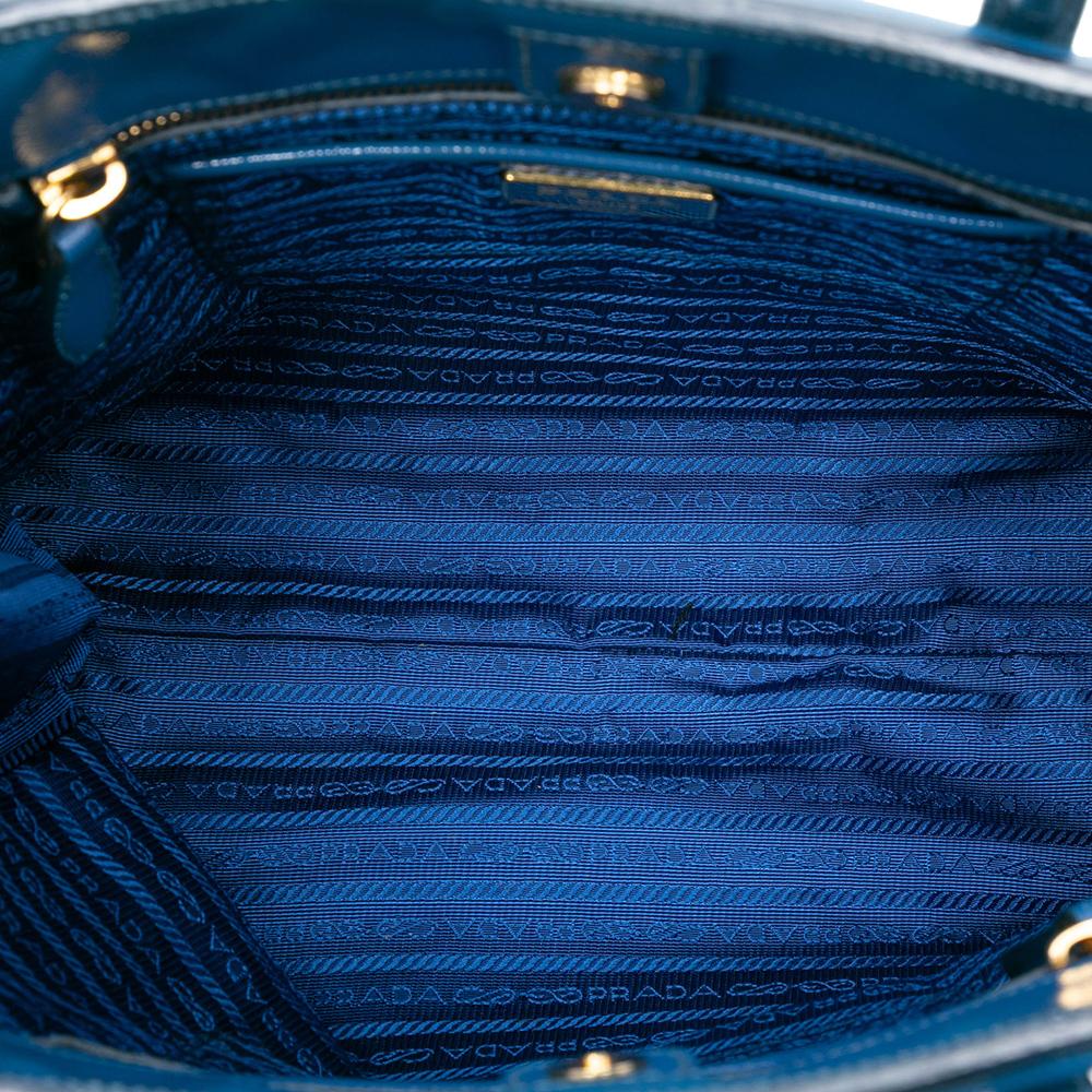 Prada B Prada Blue Saffiano Leather Vernice Satchel Italy