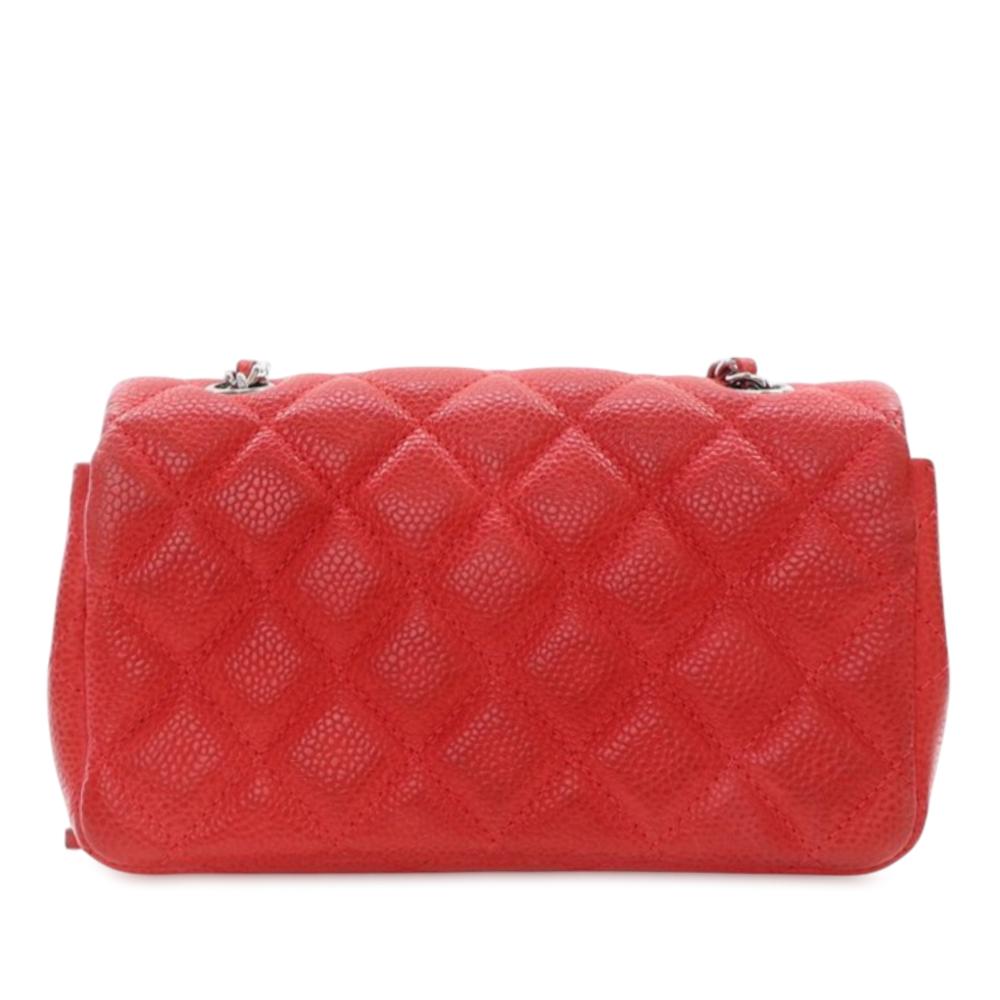 Chanel AB Chanel Red Caviar Leather Leather Extra Mini Rectangular Classic Caviar Single Flap Italy