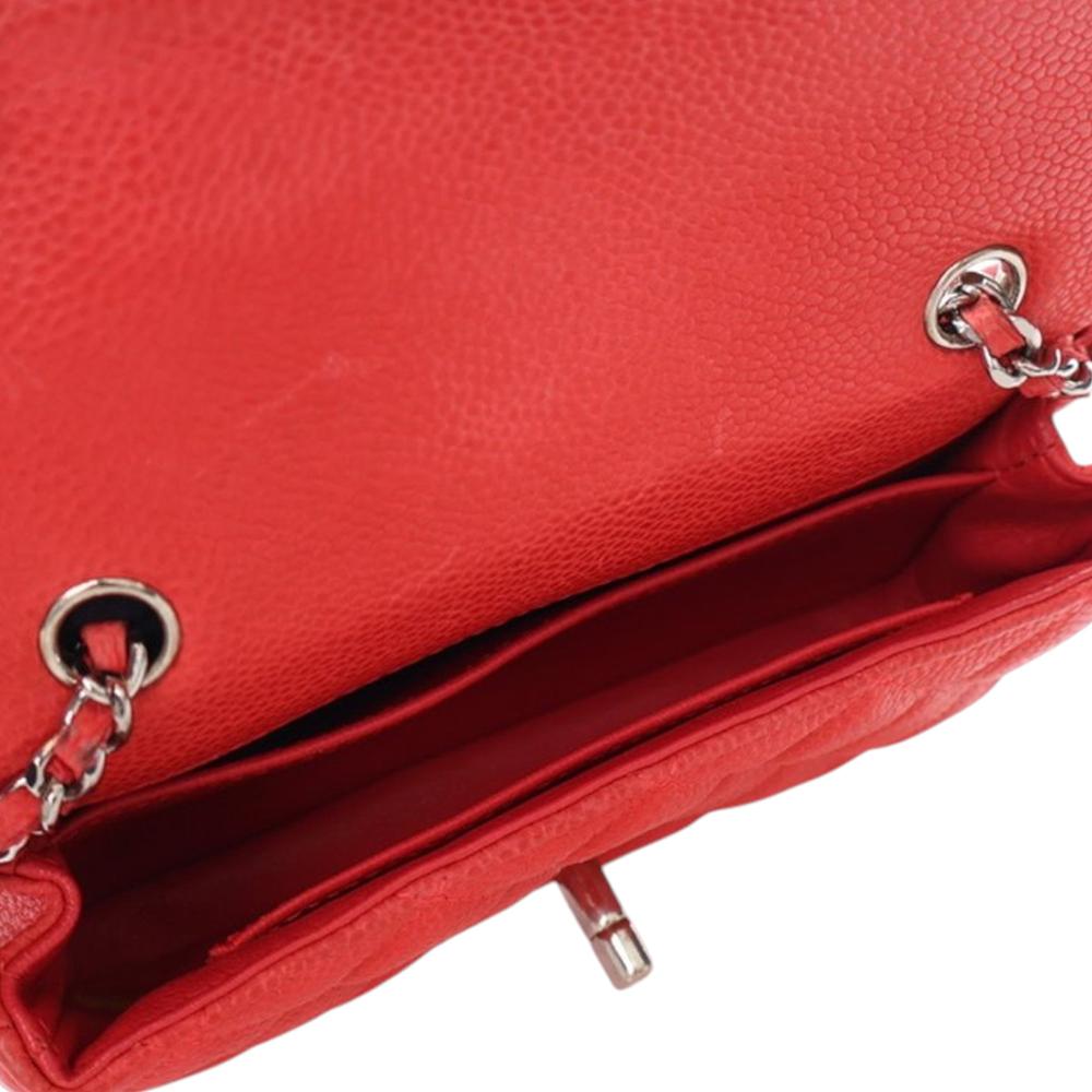 Chanel AB Chanel Red Caviar Leather Leather Extra Mini Rectangular Classic Caviar Single Flap Italy