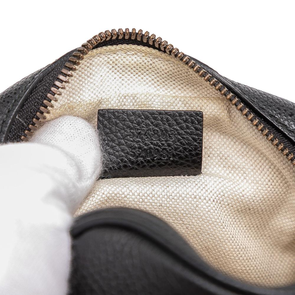 Gucci AB Gucci Black Calf Leather Mini Grained skin Logo Crossbody Italy