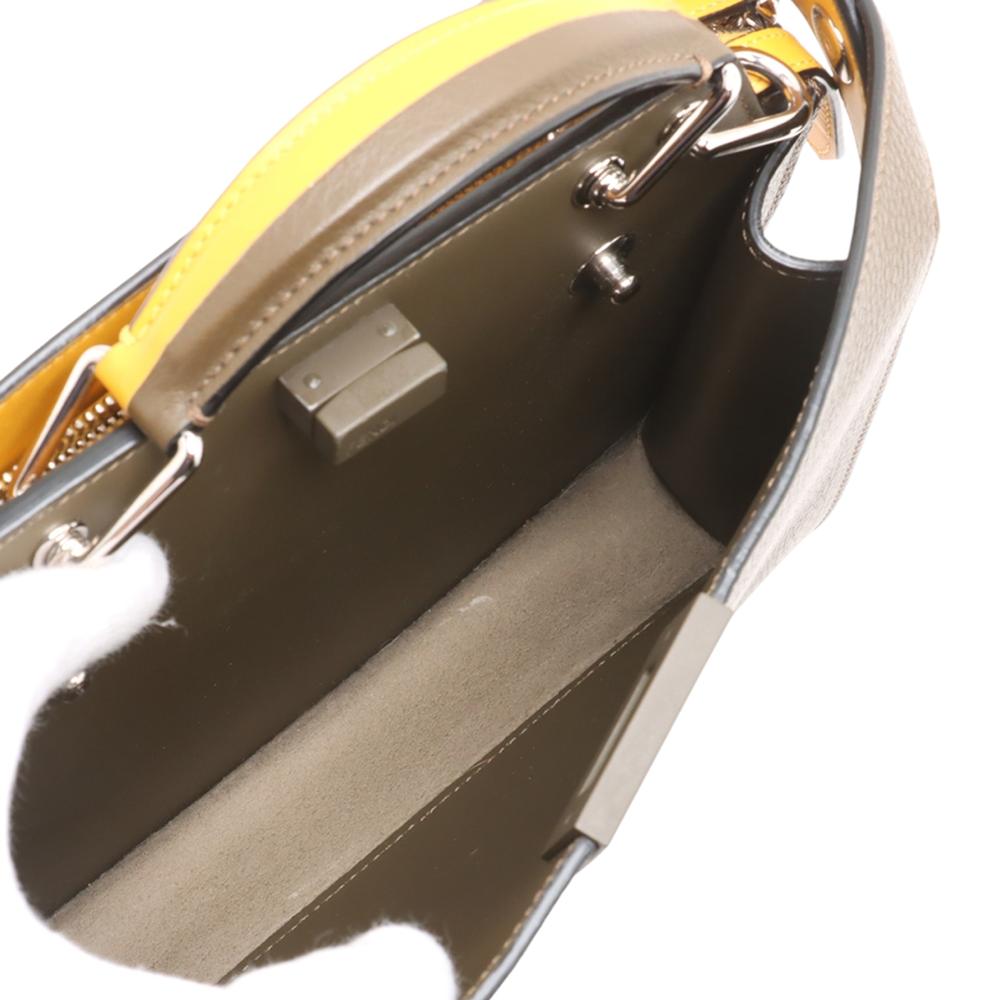 Fendi AB Fendi Brown Dark Brown with Yellow Calf Leather Small Bicolor Peekaboo ISeeU Satchel Italy