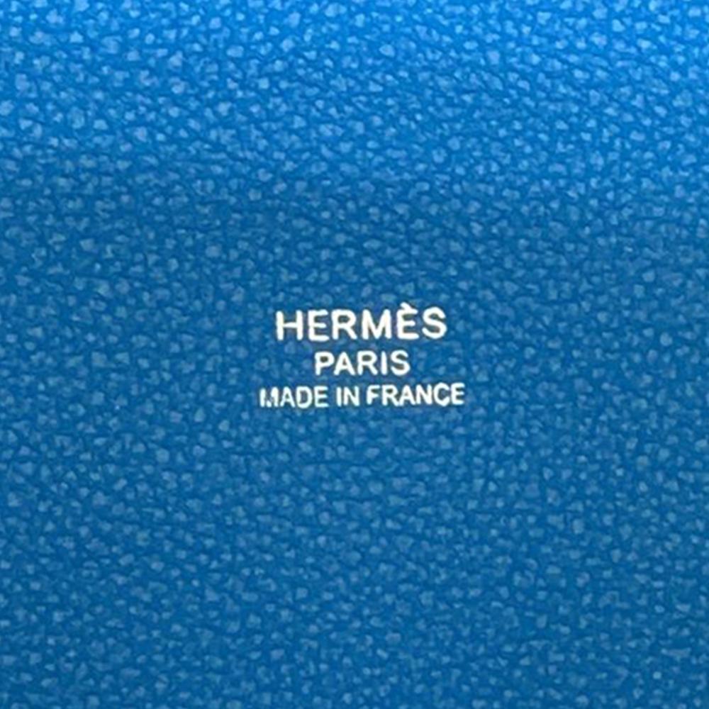 Hermès AB Hermès Yellow with Blue Canvas Fabric Toile and Clemence Pursangle Tote France